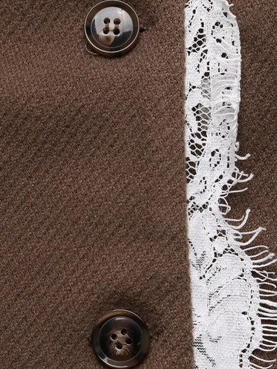Lace Detail Button Up Blazer - Fashions Envy
