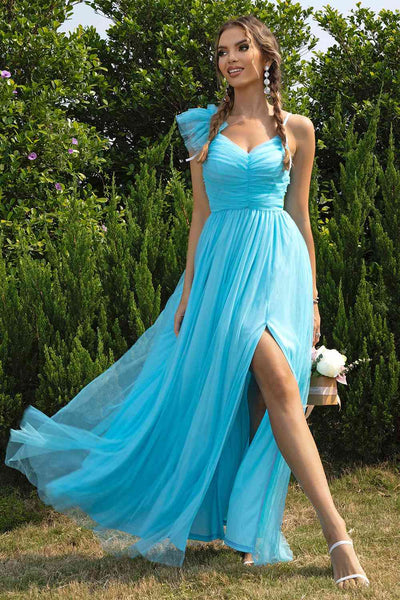 Asymmetrical Ruched Slit Dress - Fashions Envy