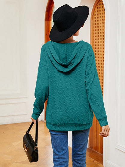 Lace-Up Long Sleeve Hoodie - Fashions Envy