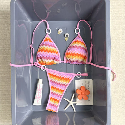 Stripe gradient bikini summer vacation beach swimsuit