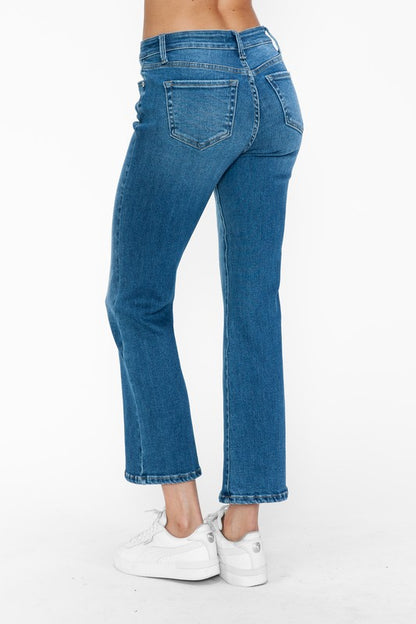 Medium Blue Full Size Cat's Whiskers Mid Rise Ankle Jeans