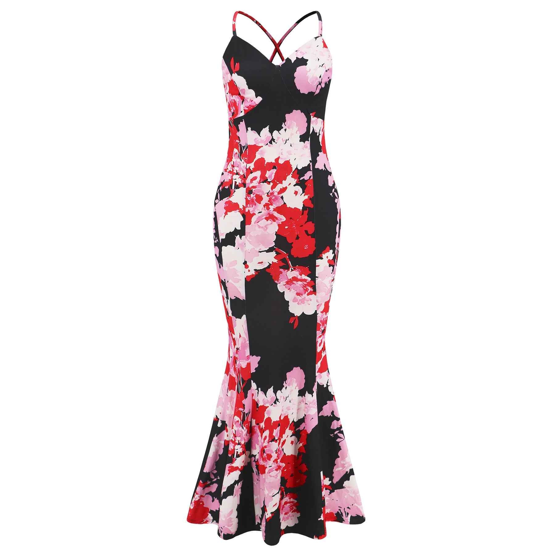 Floral Spaghetti Strap Maxi Dress - V-Neck Flowy Sleeveless