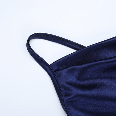 Satin Evening Dress - Backless Halter Maxi - Fashions Envy