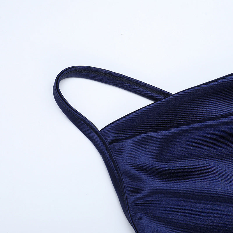 Satin Evening Dress - Backless Halter Maxi - Fashions Envy