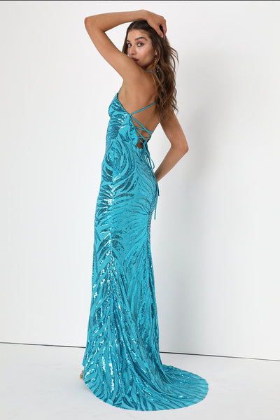 Spaghetti Strap Sequin Dress - Mermaid Maxi Party Gown