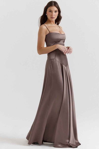 Corset Back Maxi Dress - Spaghetti Strap Slim Fit Camisole Gown