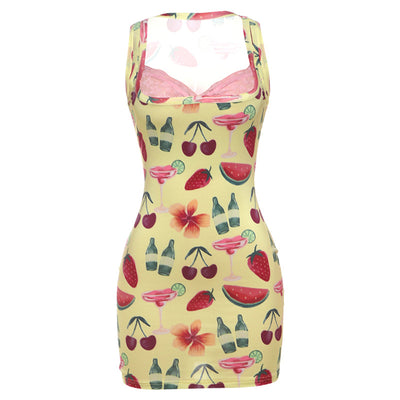 Lace Spliced V-Neck Mini Dress - Milk Silk Pullover