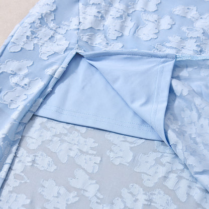 Strapless Backless Maxi Dress - Burnt Floral Blue - Fashions Envy