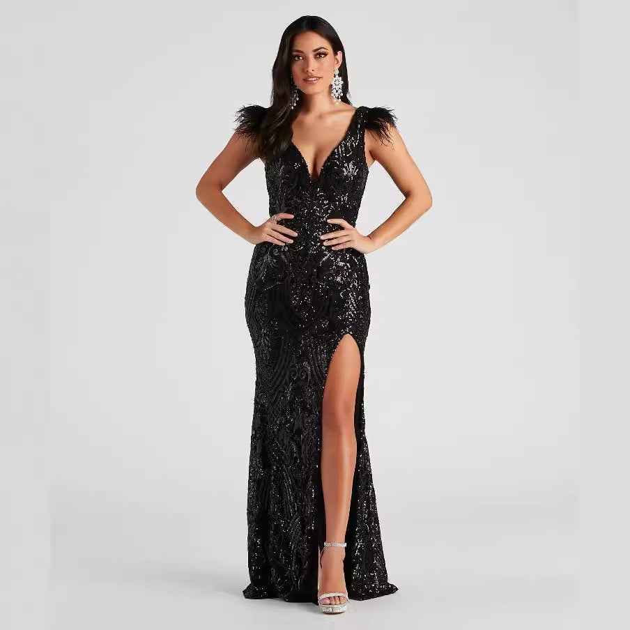 Slim Sequin Banquet Dress