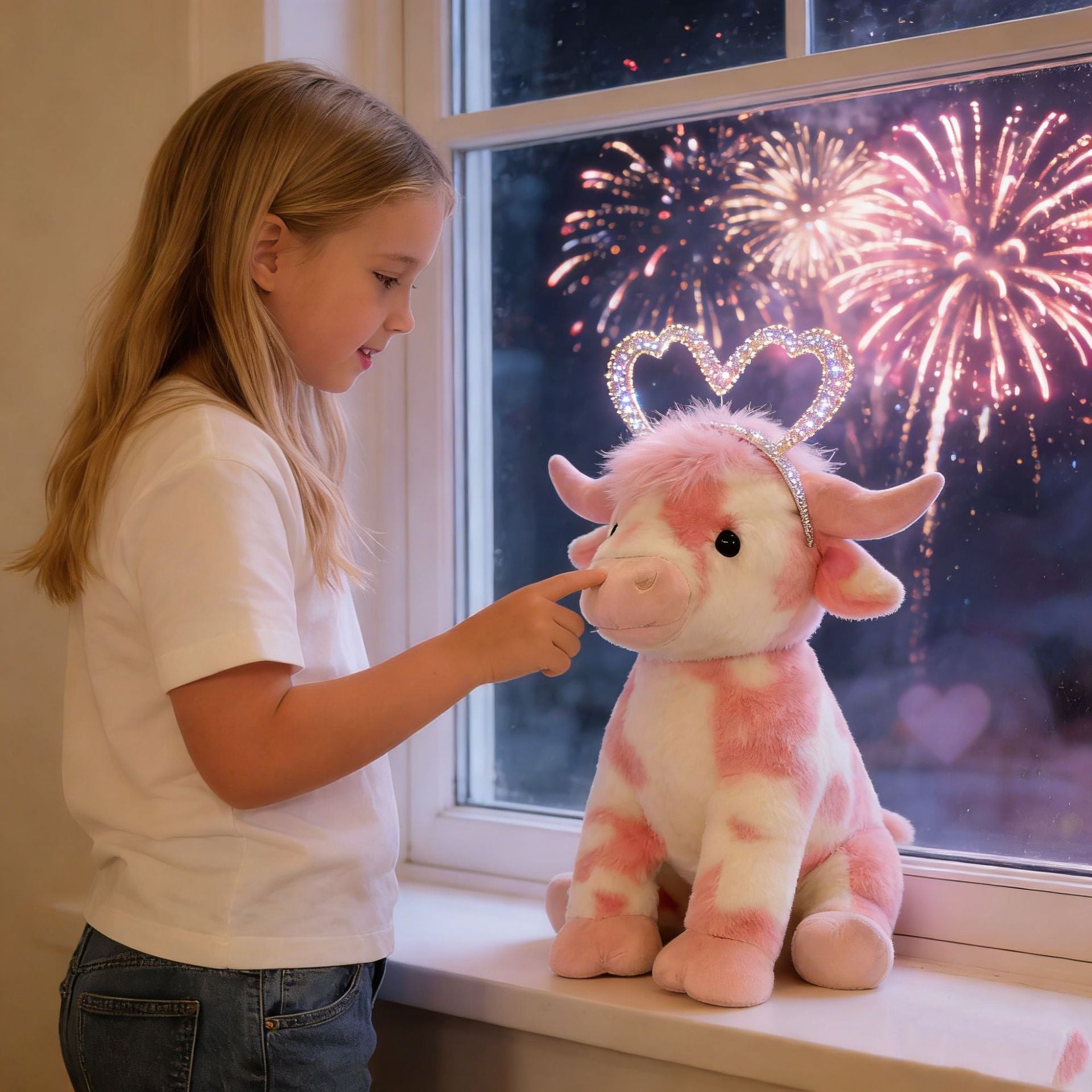 Pink Cow Plush Valentine's Day Plush Toy - Fashions Envy