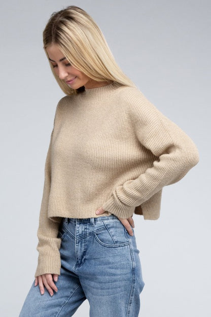 Mock Neck Long Sleeve Pullover Sweater