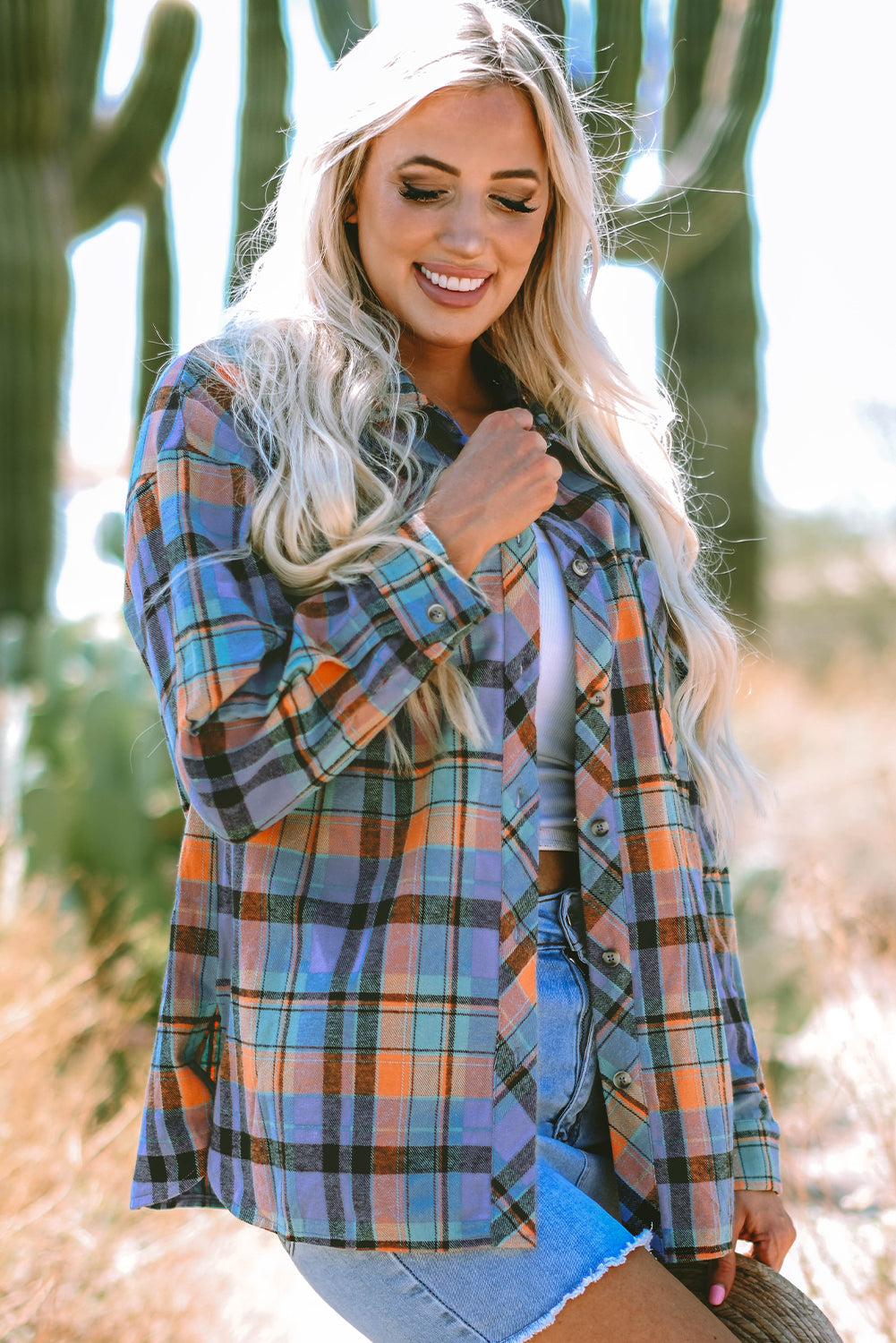 Red Plaid Print Loose Vintage Shirt