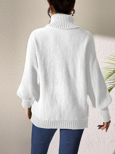 Lip Turtleneck Long Sleeve Sweater - Fashions Envy