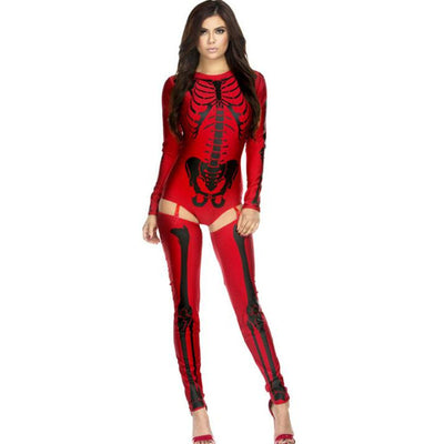 Skull Zombie Costume - Halloween Cosplay Skeleton Uniform
