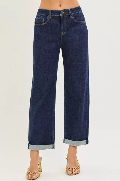 RISEN Boyfriend Jeans - Women's Slouchy Cropped Cuffed - Fashions Envy