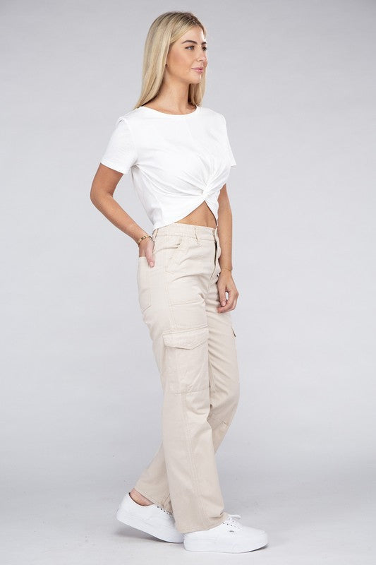 Everyday Casual Wear Elastic-Waist Cargo Pants