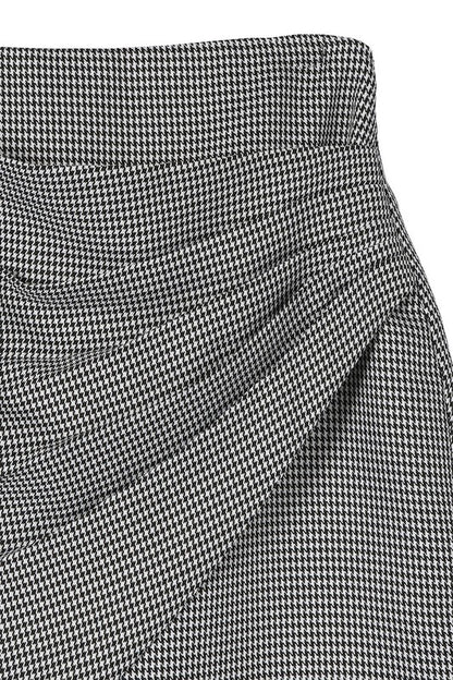 Hound Tooth Shirred Wrap Mini Skirt