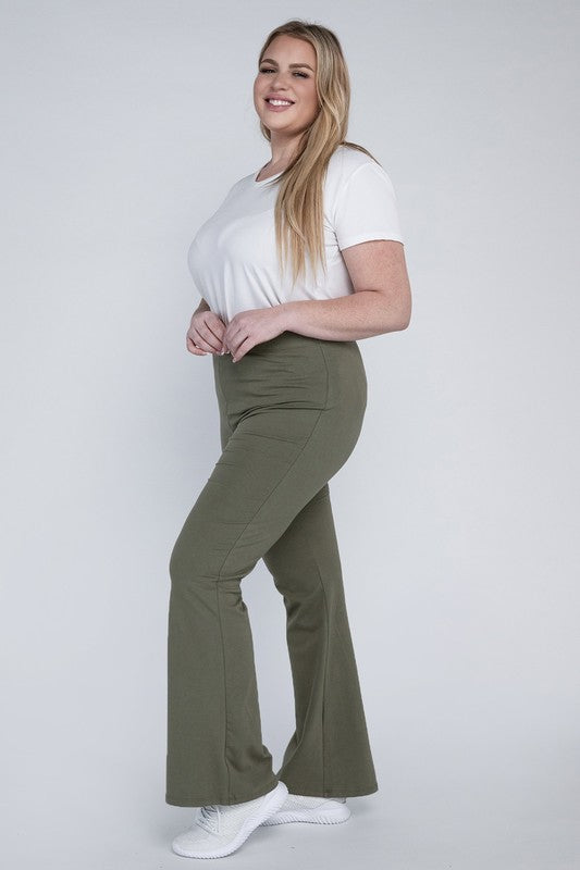 Plus Everyday Elastic Waist Flare Bottoms