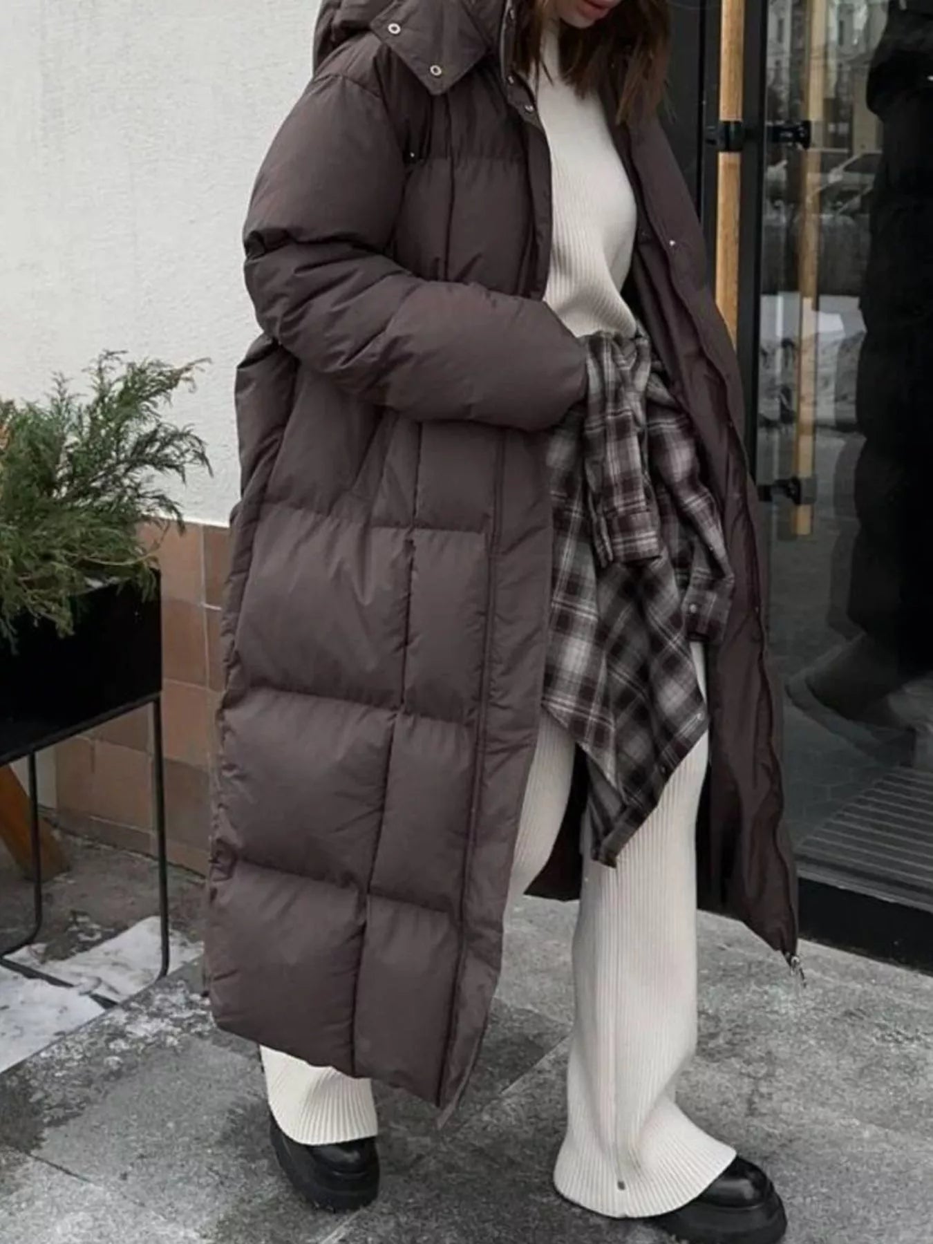 Longline Winter Coat - Padded with Belt - Fashions Envy
