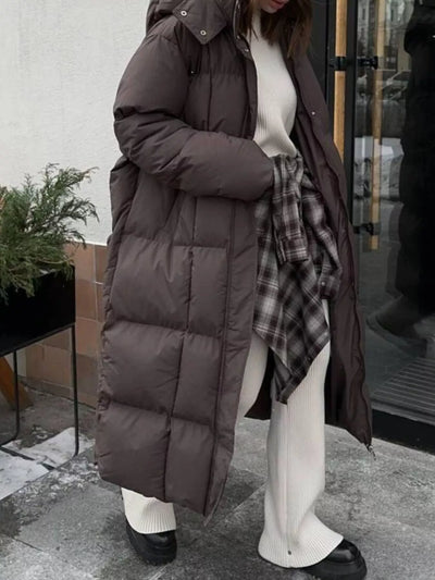 Longline Winter Coat - Padded with Belt - Fashions Envy