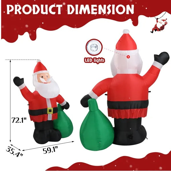 Santa Claus Inflatable - 6 FT LED Lighted Yard Decor