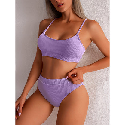 High Waist Full Coverage Halter Top Bikini Swimsuit