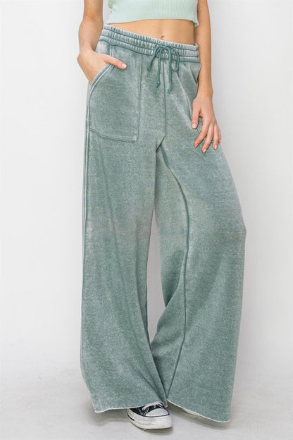 Oversized High Rise Wide Leg Drawstring Casual Pants