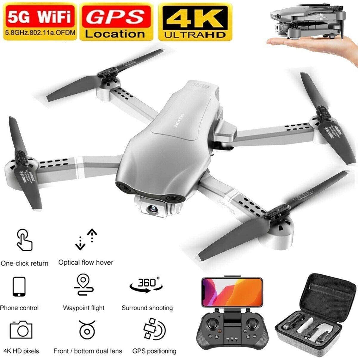 2025 RC Drone 4K Camera GPS - Beginner Quadcopter with 2 Batteries & Bag