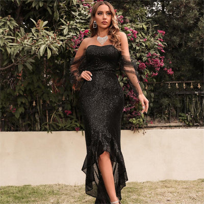 Mesh Panel Bra Dress - Statement Maxi Dress