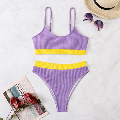 High Waist Full Coverage Halter Top Bikini Swimsuit