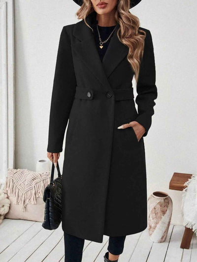 Wool Blend Overcoat - One Button Belted Long Coat - Fashions Envy