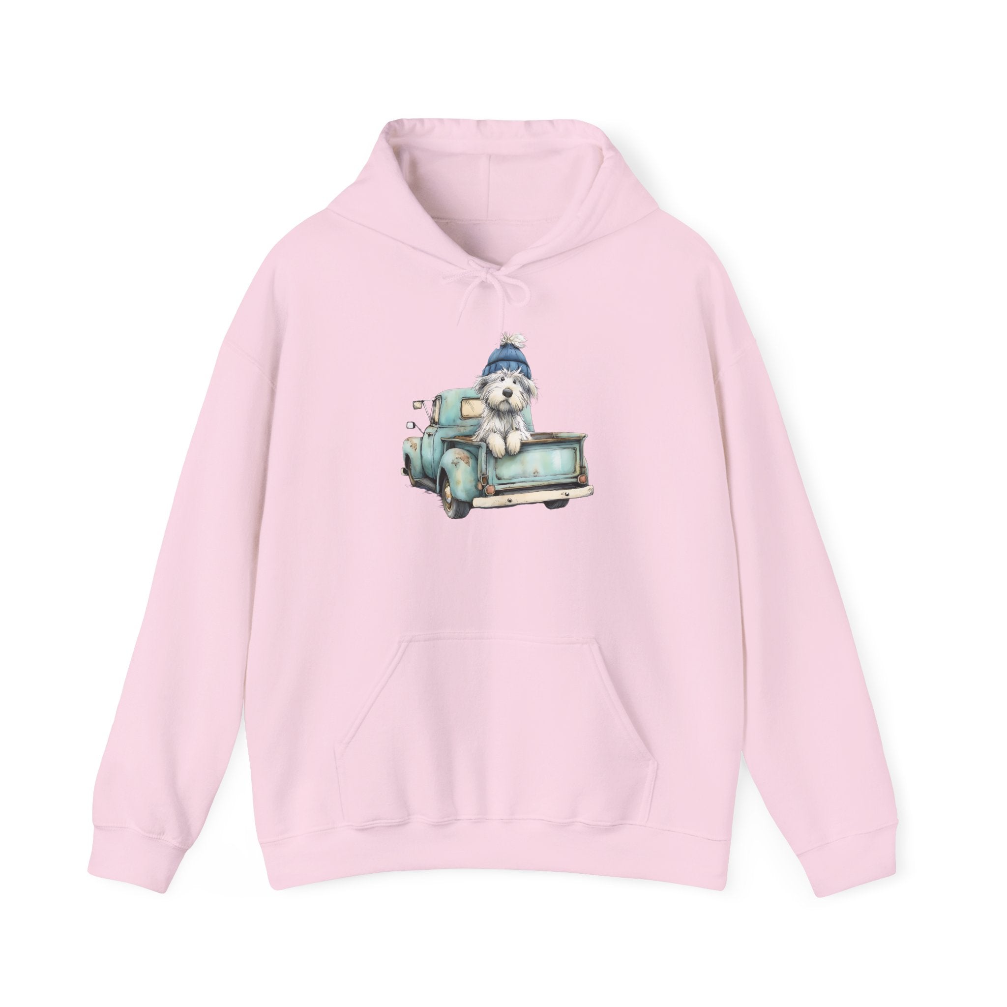 Vintage Truck Pup Hoodie - Cozy Winter Dog Lover Sweatshirt