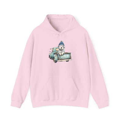 Vintage Truck Pup Hoodie - Cozy Winter Dog Lover Sweatshirt