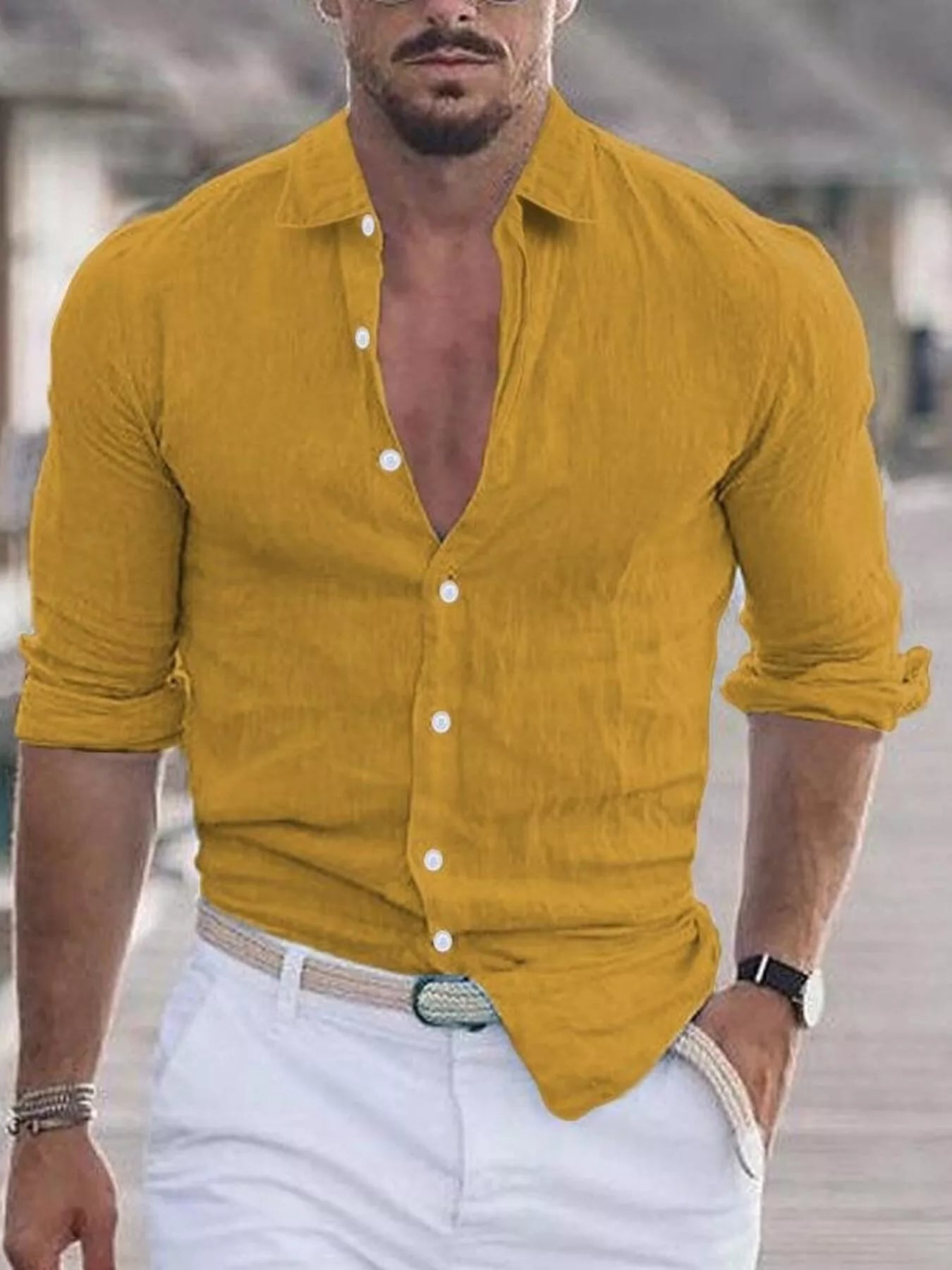 Casual Button-Down Shirt Men - Classic Fit Cotton - Fashions Envy