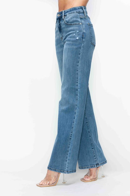 Full Size High Rise Wide Leg Jeans with Pockets