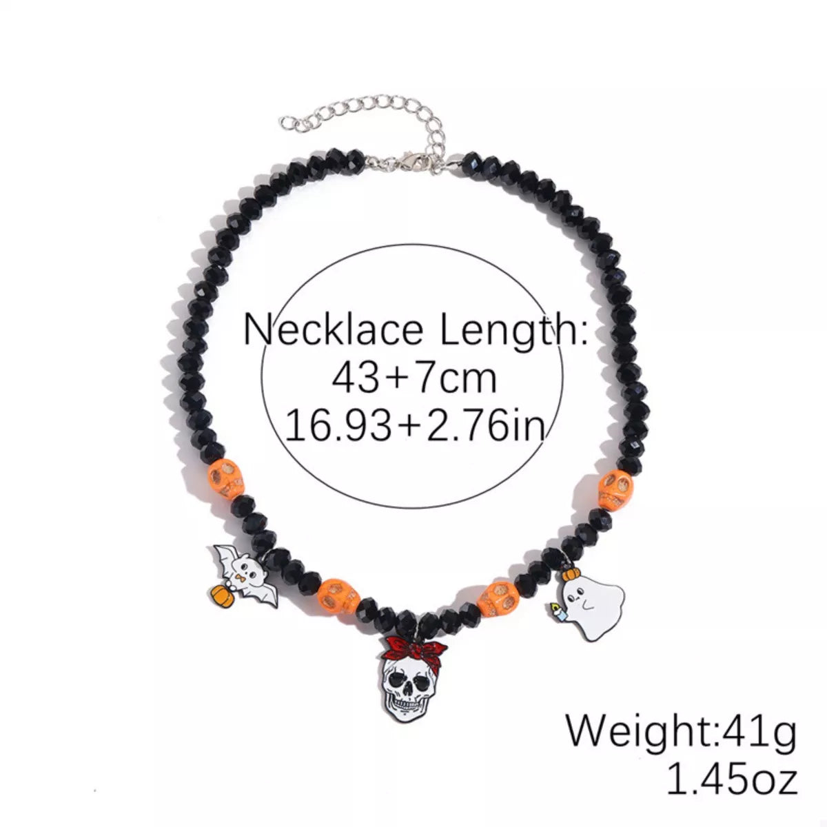 Halloween Skull Ghost Necklace - Spooky Charm Jewelry - Fashions Envy