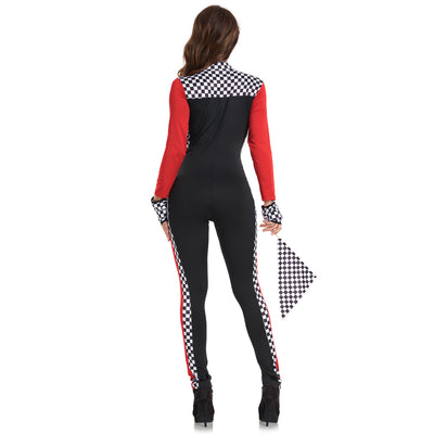 Racing Jumpsuit Costume - Checkered Motorcycle Girl Outfit