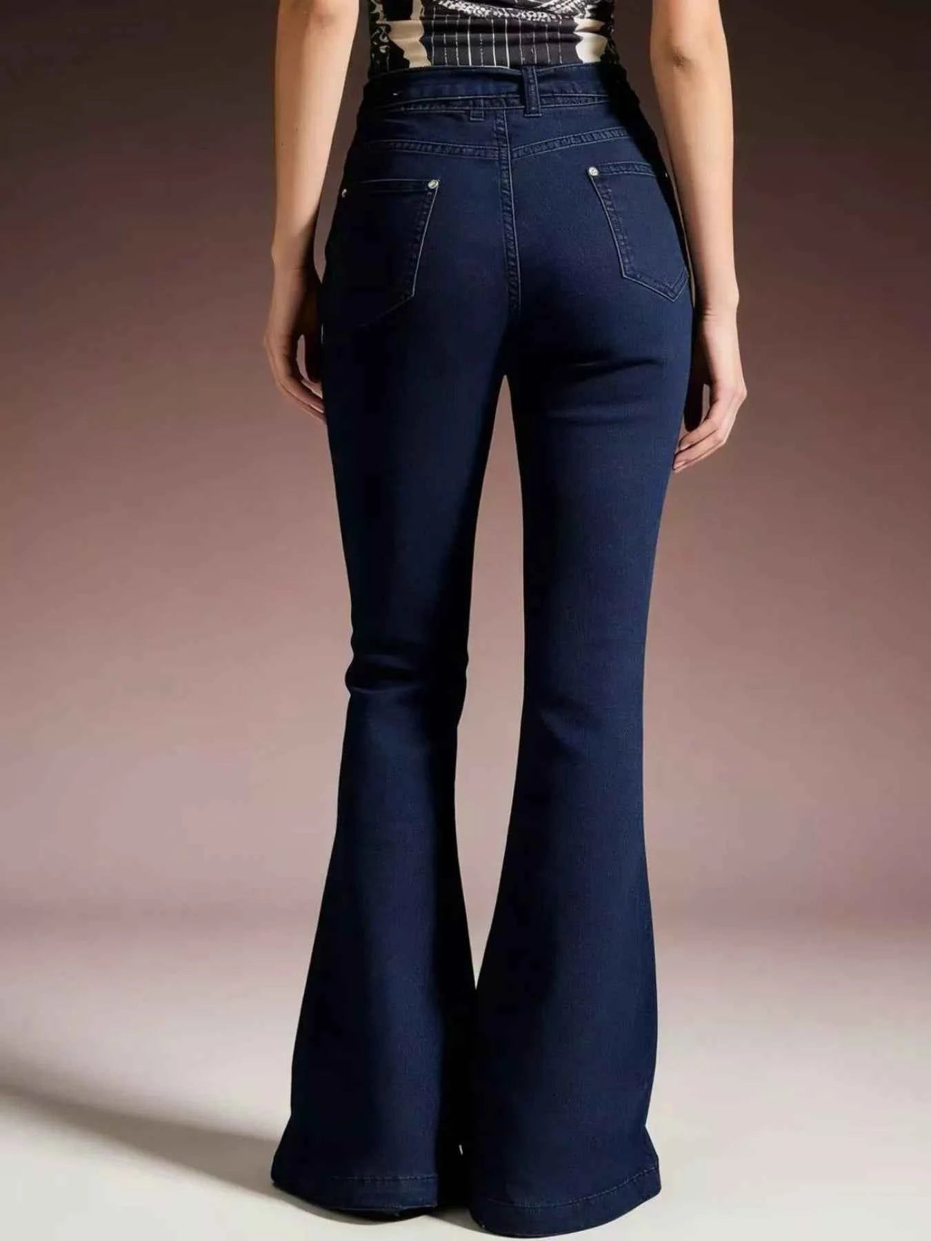Bow-Tie High-Waisted Flare Jeans
