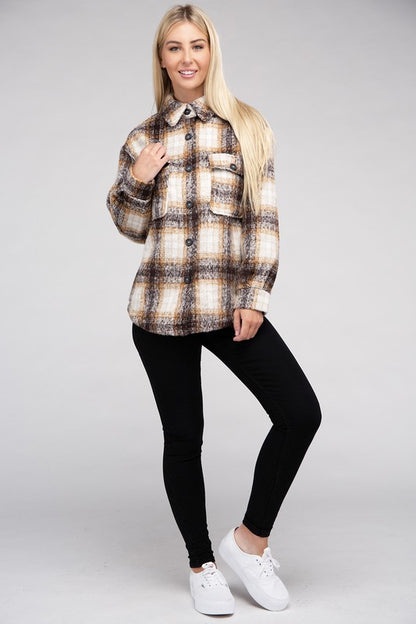 Cozy Plaid Flannel Long Sleeve Casual Shacket