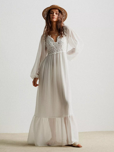 Bohemian Dreams Dress - Crochet Lace Maxi Boho Style - Fashions Envy