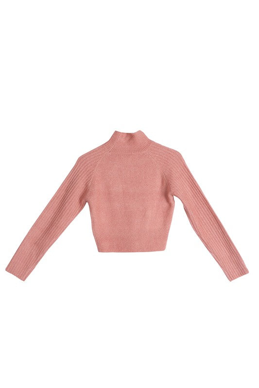 Crop Mock Neck Long Sleeve Sweater