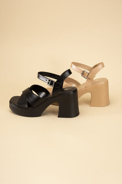 TOUCH-S Crisscross Sandal Heels - Fashions Envy