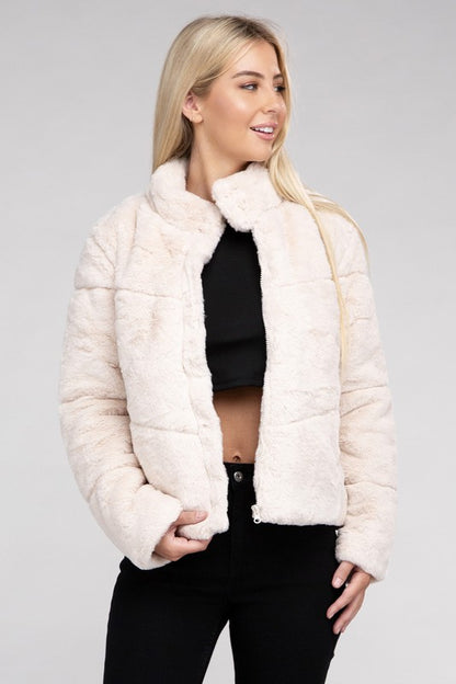 Fluffy Zip-Up Sweater Cozy Jacket