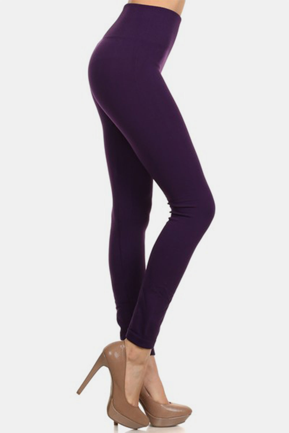 Purple Seamless High Waist Fleece Leggings