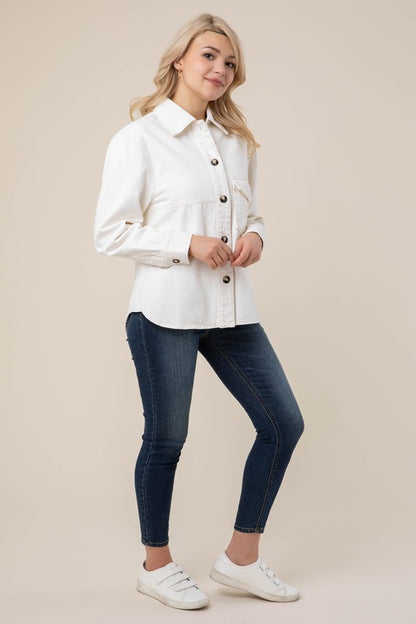 Long Sleeve Denim Shirt with Pocket