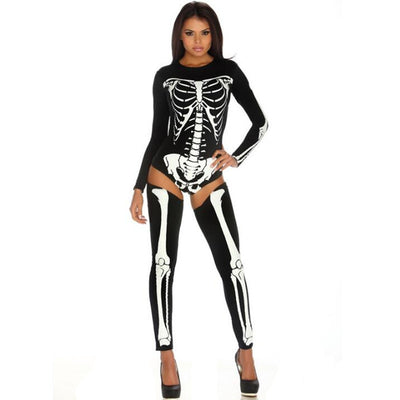 Skull Zombie Costume - Halloween Cosplay Skeleton Uniform