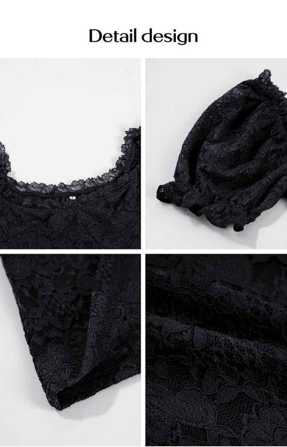 Black Lace Crop Top featuring delicate lace details and a comfortable fit