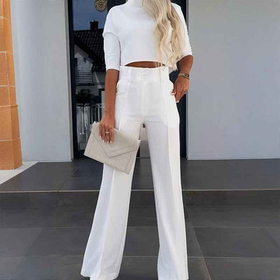 Professional Two-Piece Set - Cropped Top & Pants