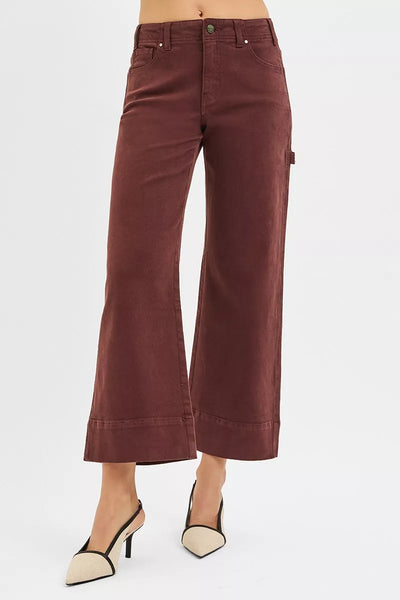 RISEN Crop Wide Leg Jeans - Tummy Control High Rise No Waistband - Fashions Envy