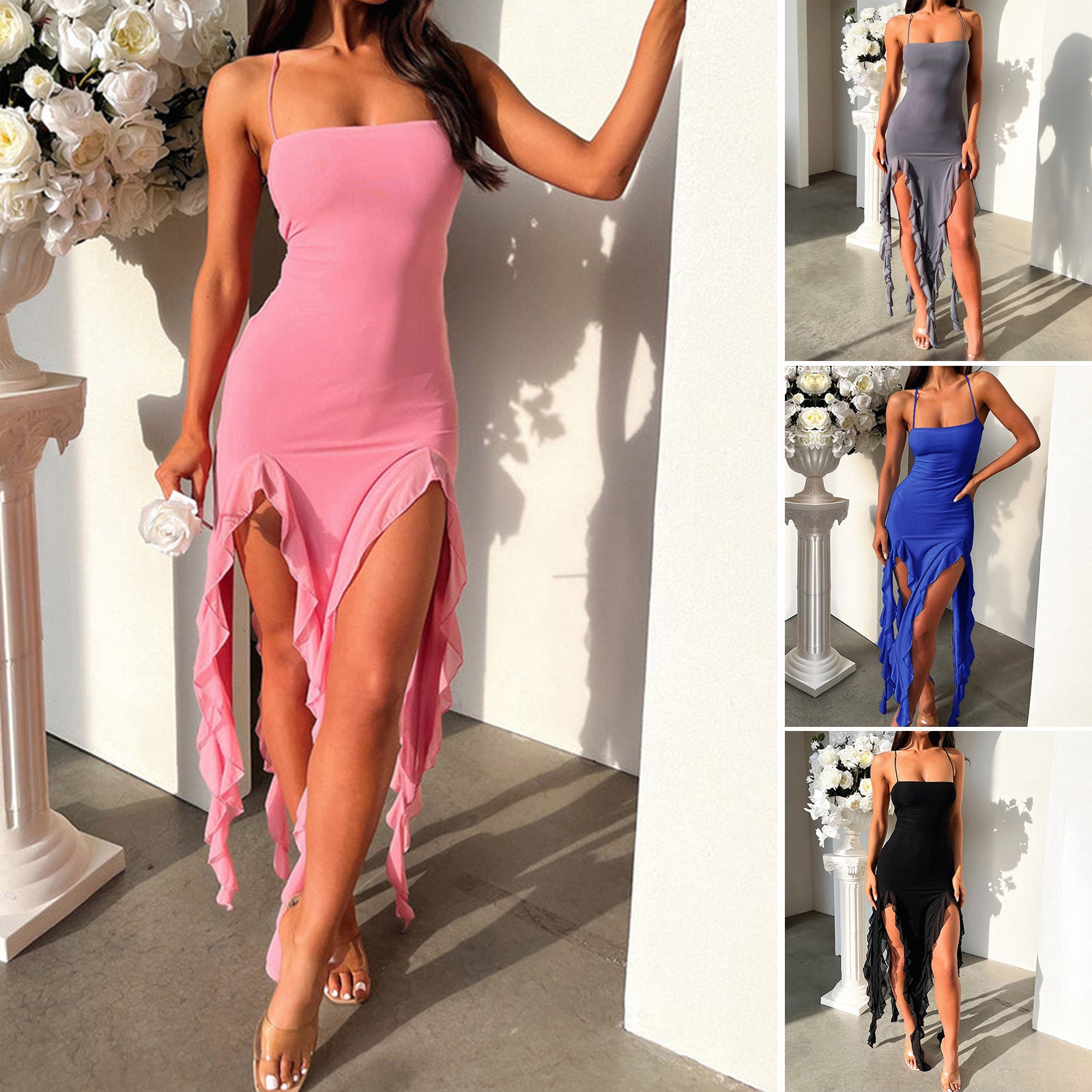Halter Dress Women - Split Ruffle Summer Bodycon